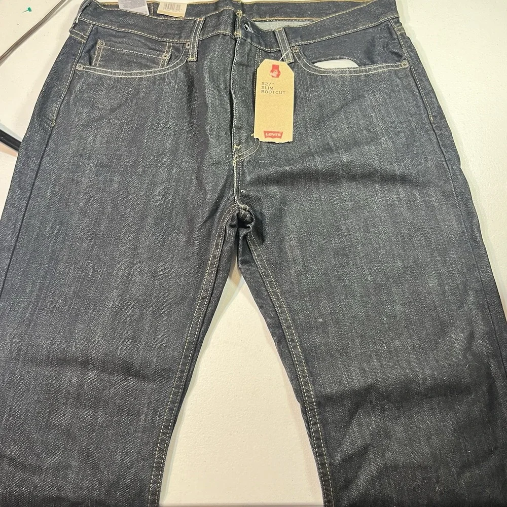Levi's 527 Slim Boot Cut Jeans Mens 36x32 Blue Denim Dark Wash Western Cowboy